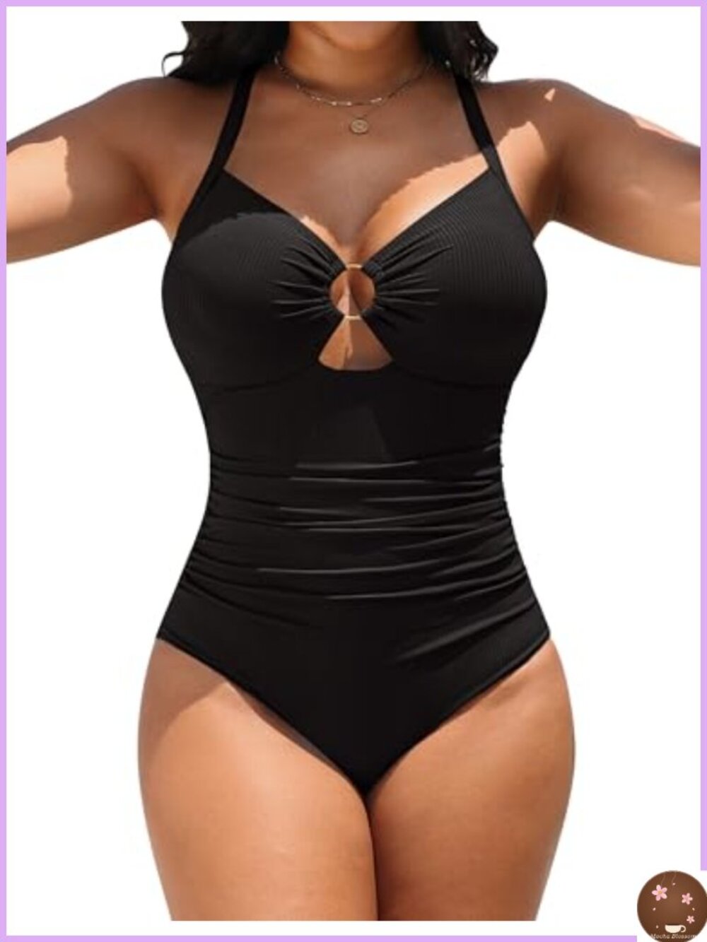 Women's One Piece Swimsuit Tummy Control Mesh Shapewear Ruched Adjustable